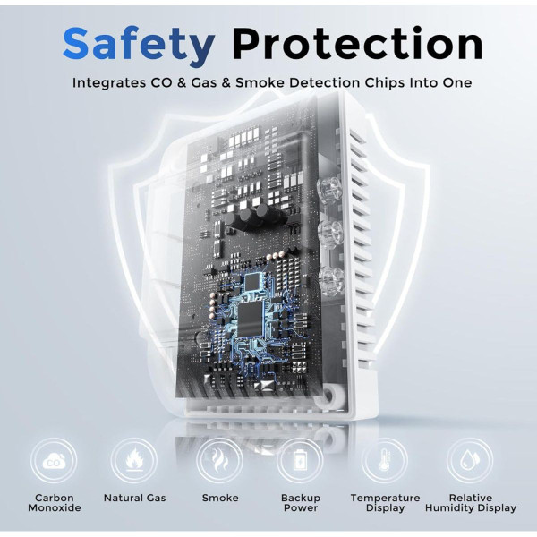 HAKOL 6-in-1 Carbon Monoxide, Smoke & Natural Gas Detector product image