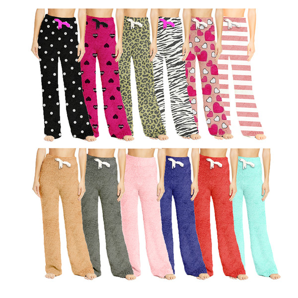 Multi-Pack: Womens Ultra-Plush Micro Fleece Printed Pajama Pants