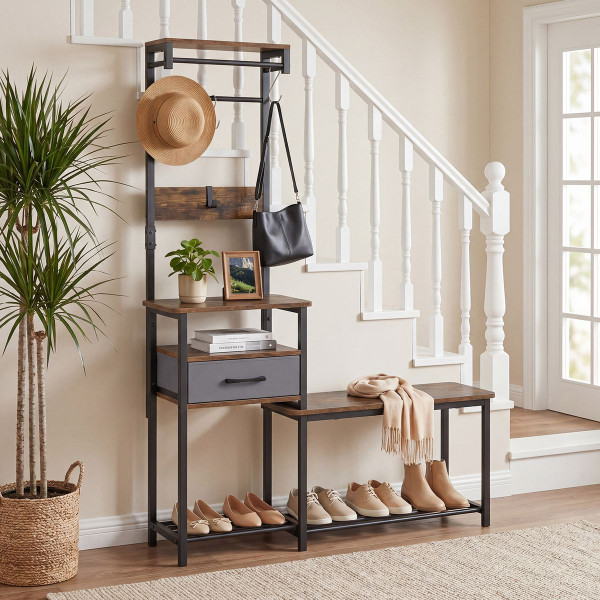7-in-1 Hall Tree with Shoe Bench product image