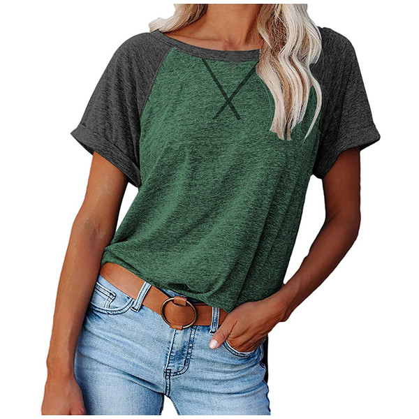 Women's Cross Stitch Contrast Raglan Short Sleeve T-shirt product image