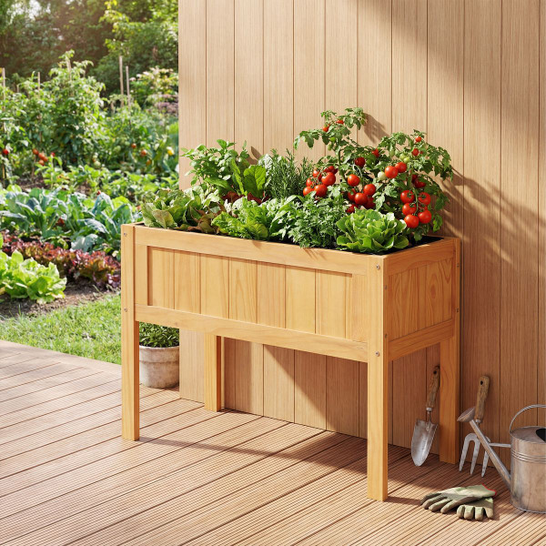 Wooden Raised Garden Planter Box with Bed Liner and Drainage Holes product image