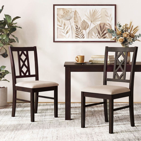 Dining Chairs with Hollowed Backrest and Padded Seat (Set of 2 or 4) product image