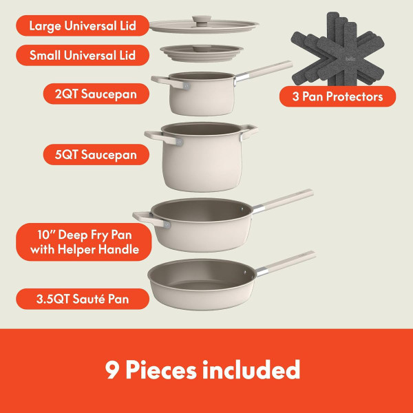 Bella Ceramic Nonstick 9-Piece Cookware Set product image