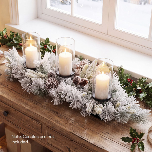 Foldable Christmas Centerpiece with 3 Candle Holder (1- or 2-Pack) product image
