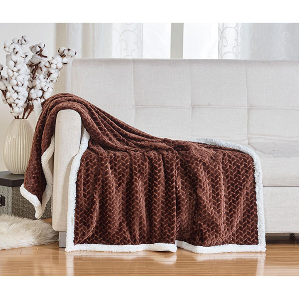 Sheradian Reversible Braid-Pattern Sherpa Throw Blanket product image