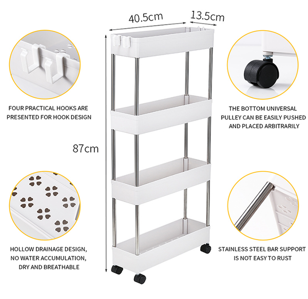 White Ultra-Thin Rolling Storage Cart  product image