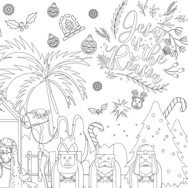 Christmas Nativity Coloring Table Cover product image