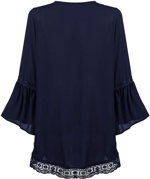 Flared Bell Sleeve Lace-Trimmed Kimono product image