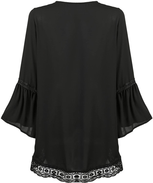 Flared Bell Sleeve Lace-Trimmed Kimono product image