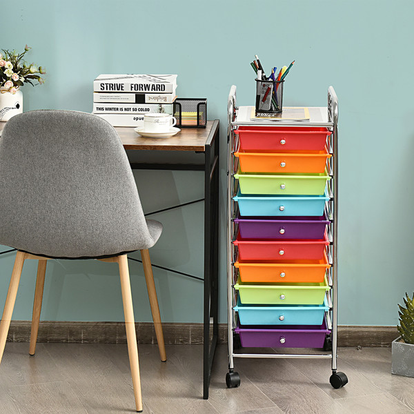 Rolling 10-Drawer Multicolored Storage Cart  product image