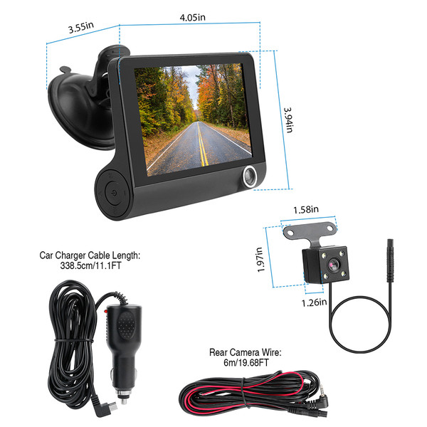 1080p Car Dash Cam with Dual Recording Front/Rear Cameras product image