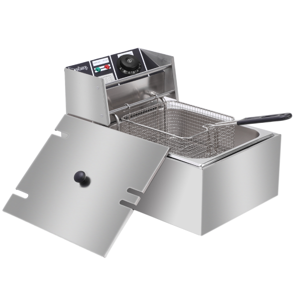 Stainless Steel 2,500W 6.3-Quart Single-Cylinder Electric Fryer product image