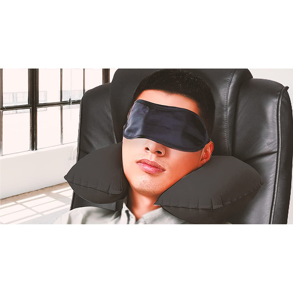 Zone Tech® Inflatable Neck Pillow Eye Mask And Earplug Set product image