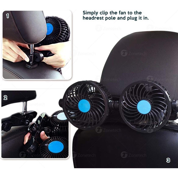 Quiet Dual Auto Electric Cooling Air Fan For Rear Seat product image