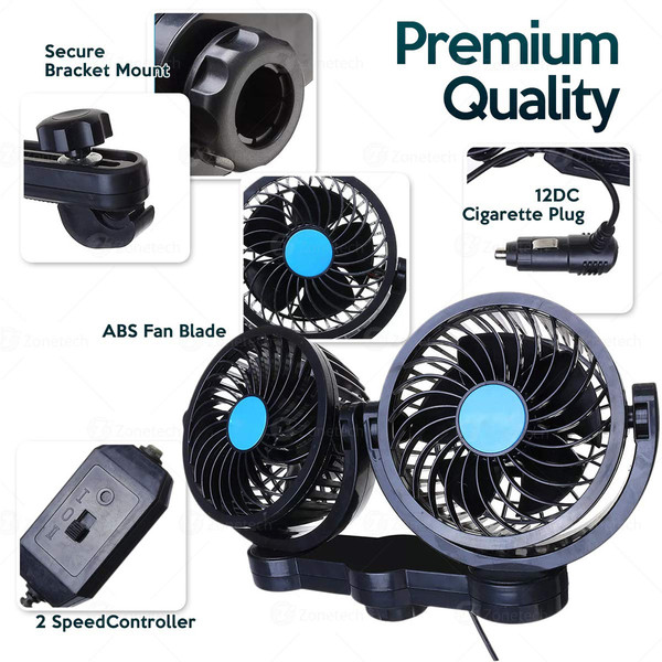 Quiet Dual Auto Electric Cooling Air Fan for Rear Seat product image