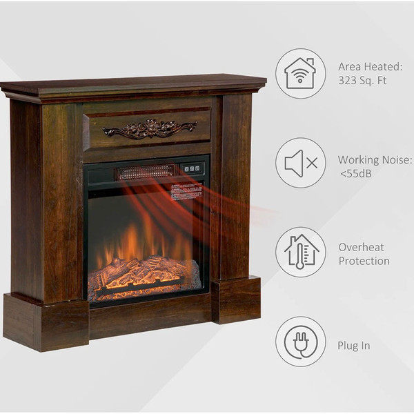 Electric Fireplace Heater with Wood Mantel and Remote product image
