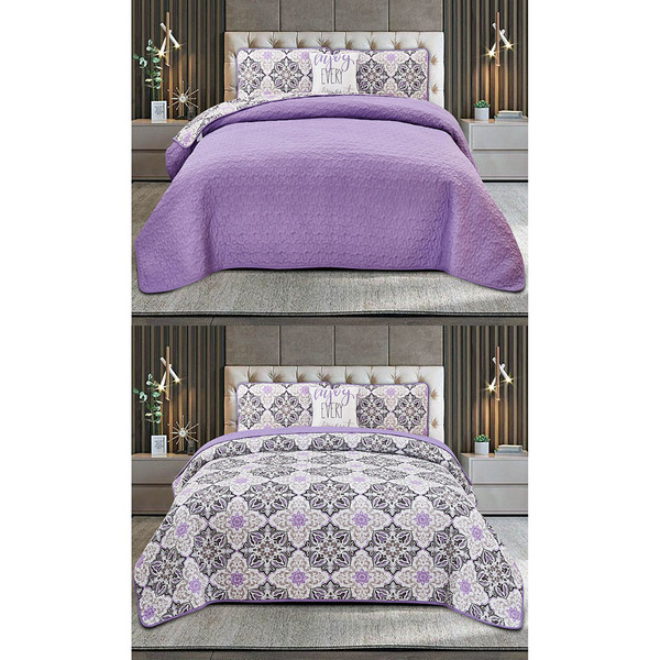 Hannah Linen® Reversible 4-Piece Microfiber Twin Quilt Set product image