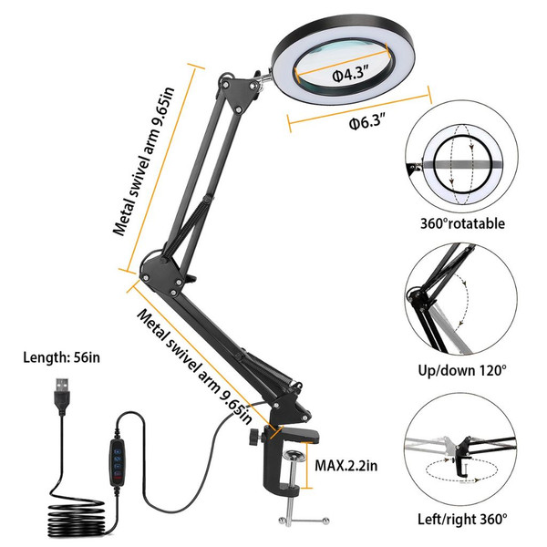 2-in-1 Magnifier & Desk Lamp with 72 LED Lights & 10 Brightness Modes product image