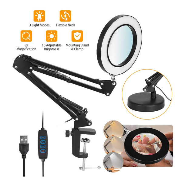 2-in-1 Magnifier & Desk Lamp with 72 LED Lights & 10 Brightness Modes product image