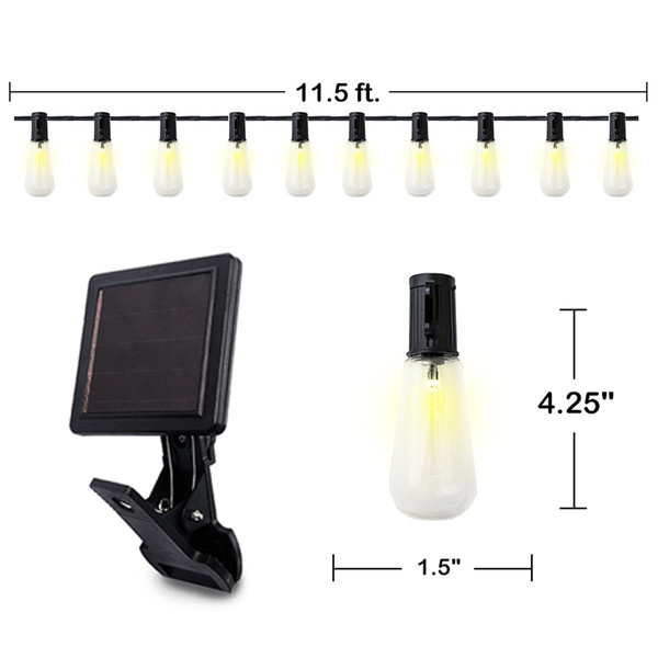 Solar Powered LED Patio Bulb String Lights product image