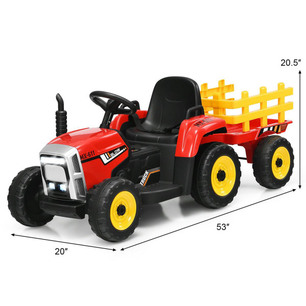Kids' 12V Ride-on Tractor with Trailer and Parent Remote Control product image Kids' 12V Ride-on Tractor with Trailer and Parent Remote Control product image