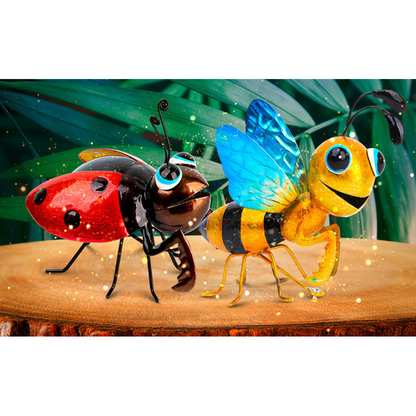 Lotti Ladybug and Hortense Honeybee Metal Yard Art Sculptures (Set of 2) product image