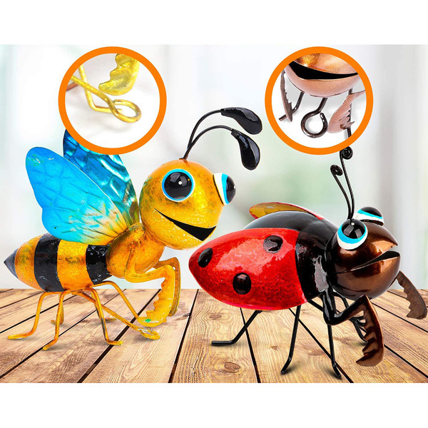 Lotti Ladybug and Hortense Honeybee Metal Yard Art Sculptures (Set of 2) product image