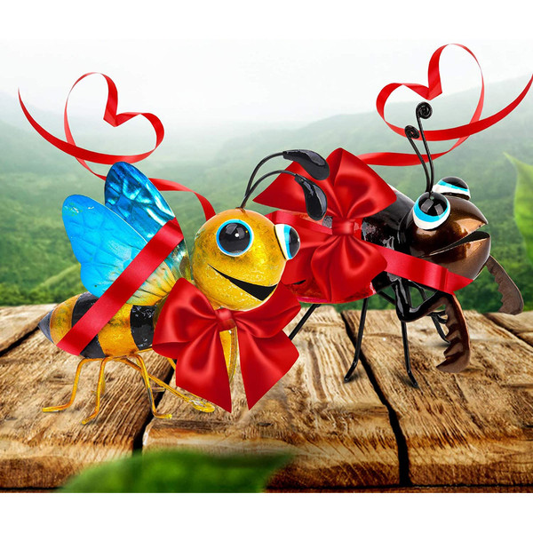 Lotti Ladybug and Hortense Honeybee Metal Yard Art Sculptures (Set of 2) product image