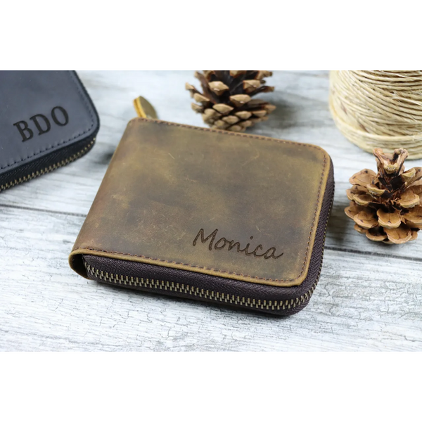 Personalized Full-Zip Leather Wallet product image