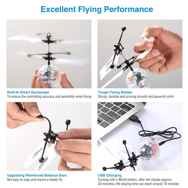 Hand-Sensing Flying RC Helicopter Ball with LED Lights product image