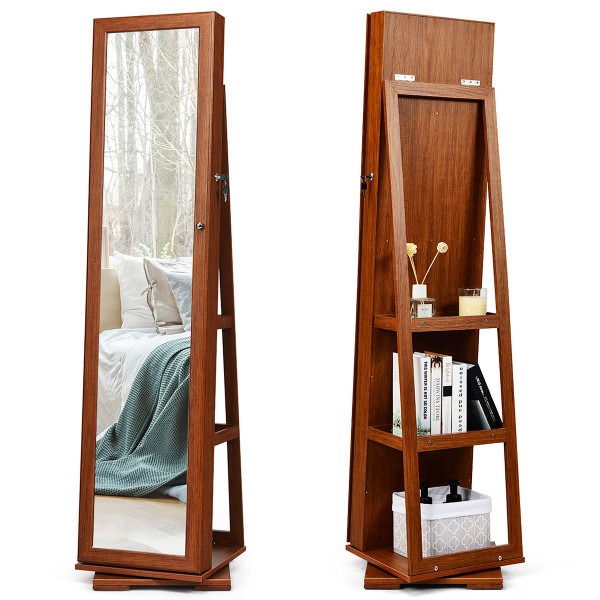 2-in-1 Lockable Mirrored 360° Rotating Jewelry Armoire product image 2-in-1 Lockable Mirrored 360° Rotating Jewelry Armoire product image