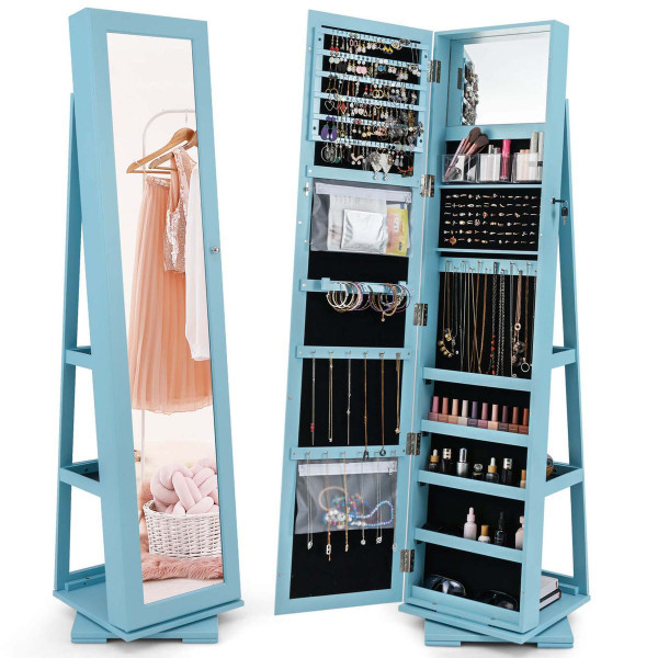 2-in-1 Lockable Mirrored 360° Rotating Jewelry Armoire product image 2-in-1 Lockable Mirrored 360° Rotating Jewelry Armoire product image