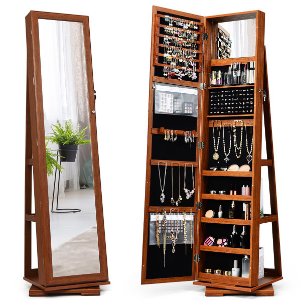 2-in-1 Lockable Mirrored 360° Rotating Jewelry Armoire product image 2-in-1 Lockable Mirrored 360° Rotating Jewelry Armoire product image