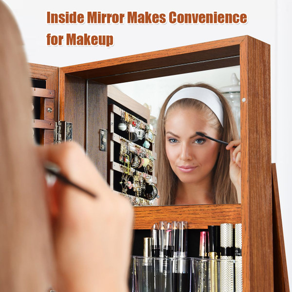 2-in-1 Lockable Mirrored 360° Rotating Jewelry Armoire product image 2-in-1 Lockable Mirrored 360° Rotating Jewelry Armoire product image
