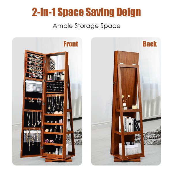 2-in-1 Lockable Mirrored 360° Rotating Jewelry Armoire product image 2-in-1 Lockable Mirrored 360° Rotating Jewelry Armoire product image