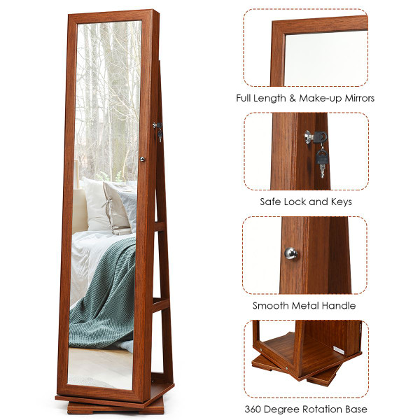 2-in-1 Lockable Mirrored 360° Rotating Jewelry Armoire product image 2-in-1 Lockable Mirrored 360° Rotating Jewelry Armoire product image