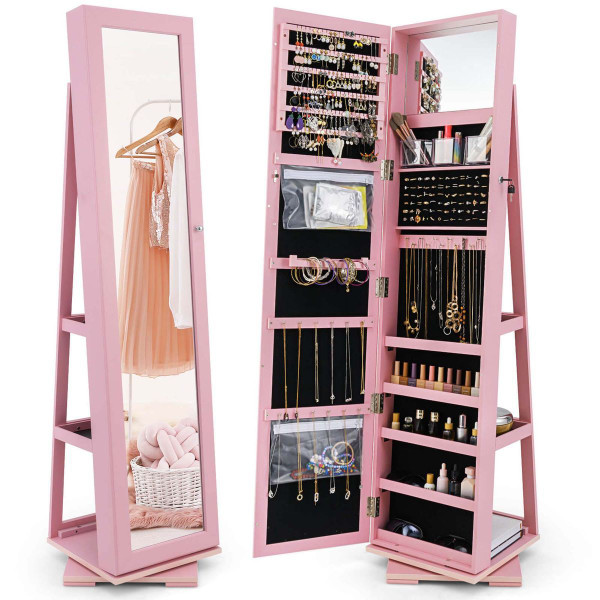 2-in-1 Lockable Mirrored 360° Rotating Jewelry Armoire product image 2-in-1 Lockable Mirrored 360° Rotating Jewelry Armoire product image