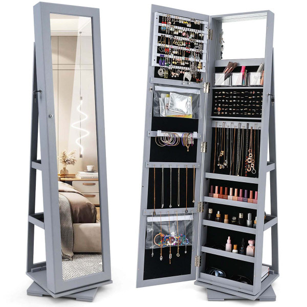 2-in-1 Lockable Mirrored 360° Rotating Jewelry Armoire product image 2-in-1 Lockable Mirrored 360° Rotating Jewelry Armoire product image