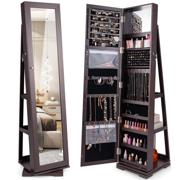 2-in-1 Lockable Mirrored 360° Rotating Jewelry Armoire product image 2-in-1 Lockable Mirrored 360° Rotating Jewelry Armoire product image