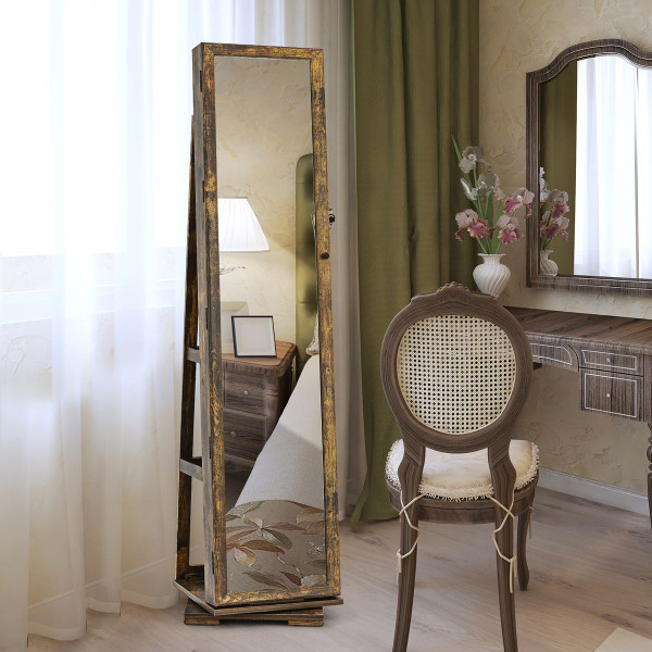 2-in-1 Lockable Mirrored 360° Rotating Jewelry Armoire product image 2-in-1 Lockable Mirrored 360° Rotating Jewelry Armoire product image