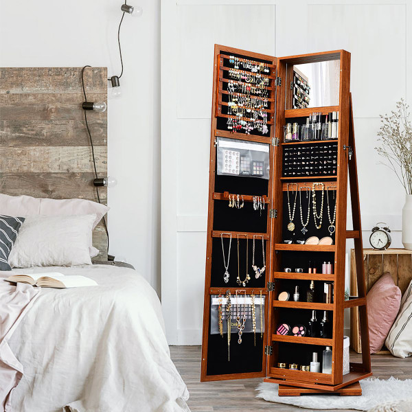 2-in-1 Lockable Mirrored 360° Rotating Jewelry Armoire product image 2-in-1 Lockable Mirrored 360° Rotating Jewelry Armoire product image