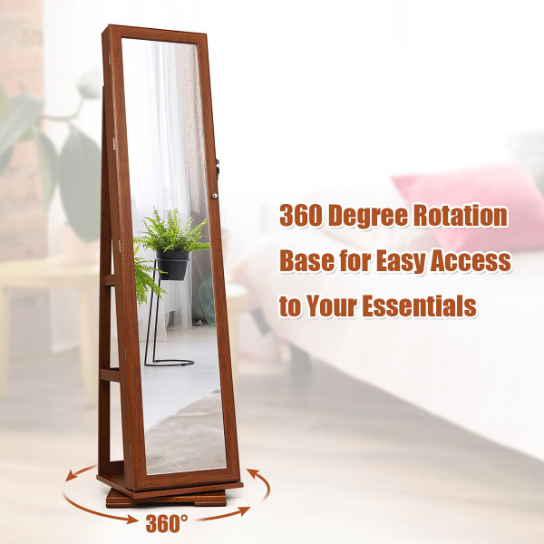 2-in-1 Lockable Mirrored 360° Rotating Jewelry Armoire product image 2-in-1 Lockable Mirrored 360° Rotating Jewelry Armoire product image