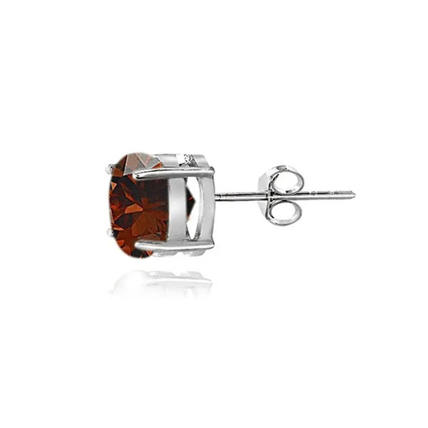 Austrian Crystal Sterling Silver Garnet 6mm Round Stud Earrings product image