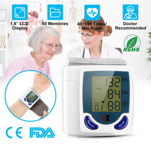 Wrist Blood Pressure Monitor with Large LCD Screen product image