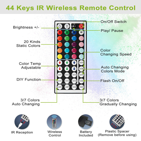 16.5-Foot LED Strip Lights with Easy-Install Adhesive Back and Remote Control product image