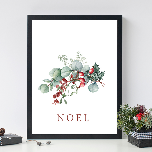 'Noel' Christmas Art with Mistletoe Print product image