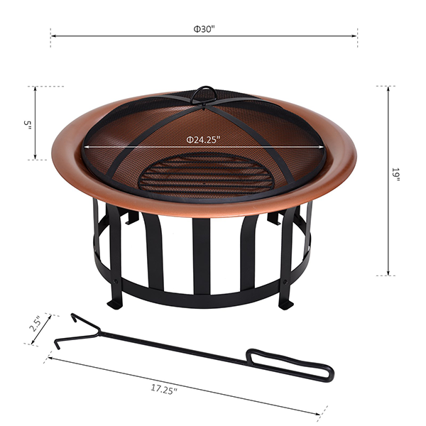 Round Outdoor Fire Pit with Protective Mesh Screen product image