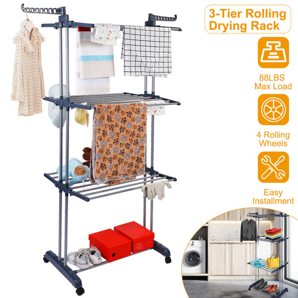 Rolling Collapsible Clothes Drying Rack product image Rolling Collapsible Clothes Drying Rack product image