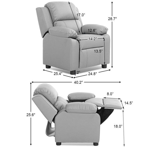 Kids' Deluxe Padded Armchair Recliner with Headrest and Storage Arm product image