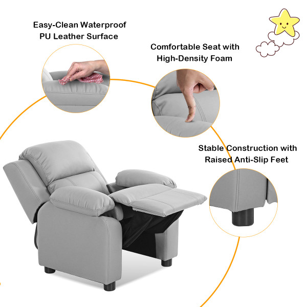 Kids' Deluxe Padded Armchair Recliner with Headrest and Storage Arm product image